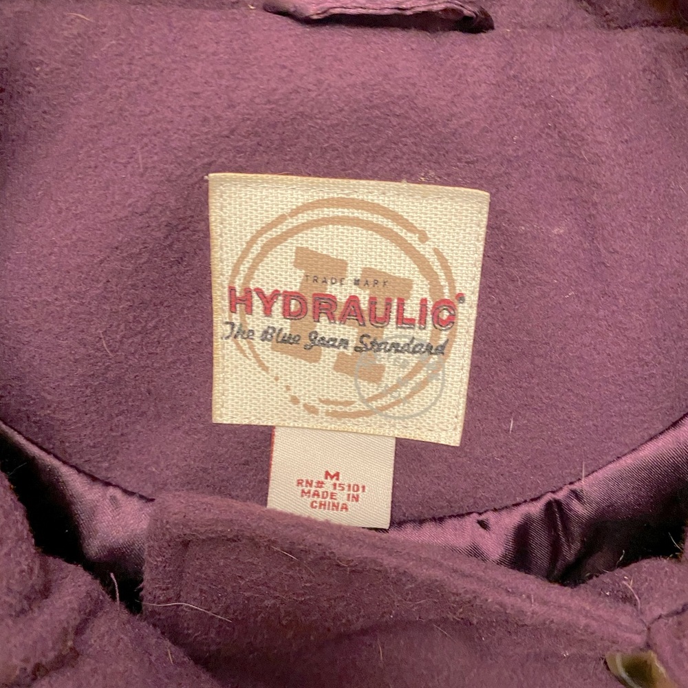 Hooded maroon/purple pea coat - Picture 3 of 4
